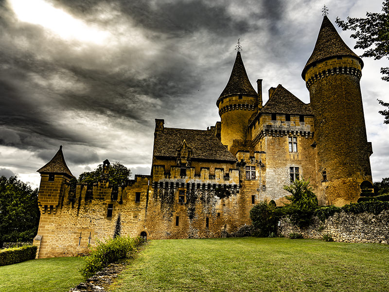 The magnificent portal of Puymartin Castle